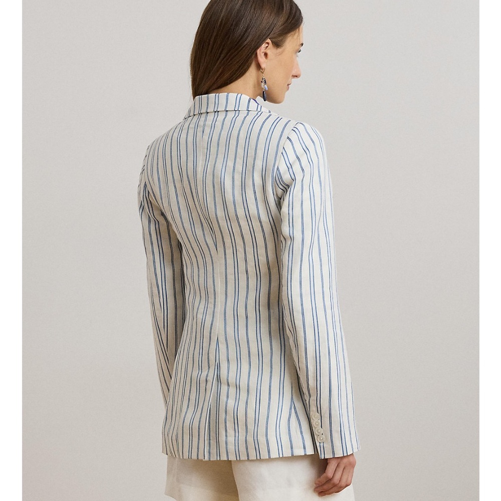 Lauren Ralph Lauren Blue and White Striped Blazer - Picture 5 of 8